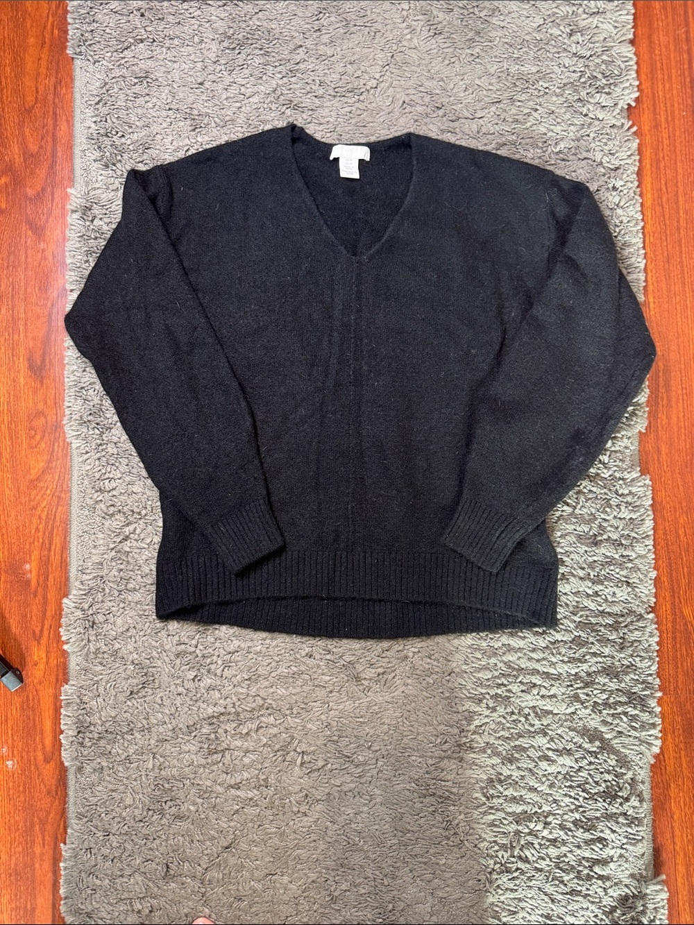 H&M Black V-Neck Relaxed Fine Knit Sweater - Size XS